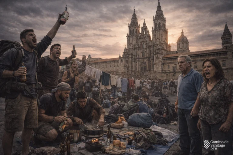 Santiago explota: cocinar, cantar y acampar en el Obradoiro