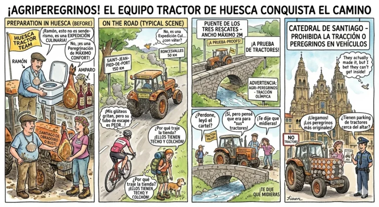Ni a pie ni en bici… ¡en tractor! El Camino más inesperado