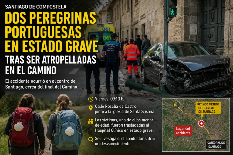 Dos peregrinas portuguesas, graves tras ser atropelladas en Santiago