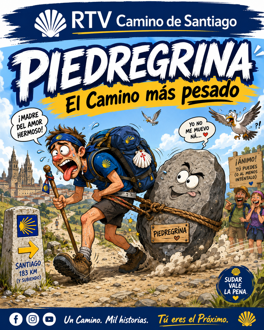 “Piedregrina”: 800 km arrastrando una piedra hasta Santiago