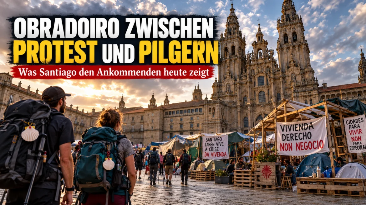 Protestcamp verändert die Ankunft der Pilger in Santiago