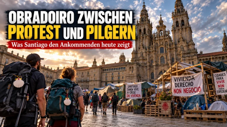 Protestcamp verändert die Ankunft der Pilger in Santiago