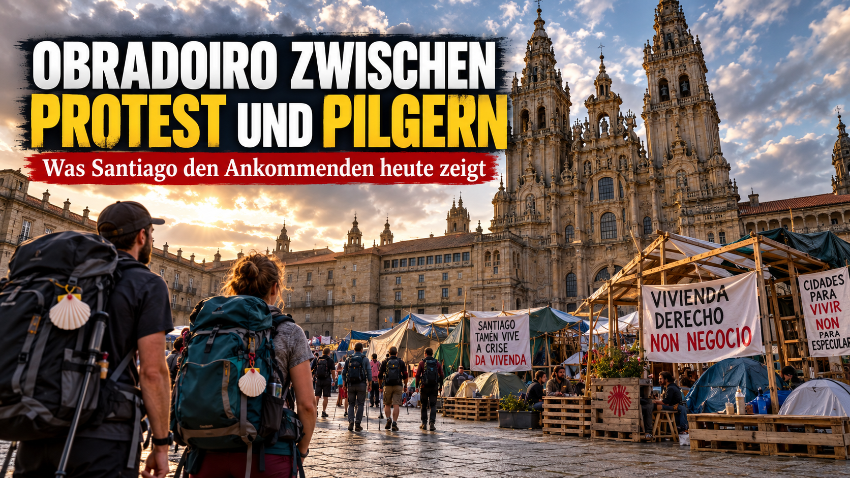 Protestcamp verändert die Ankunft der Pilger in Santiago